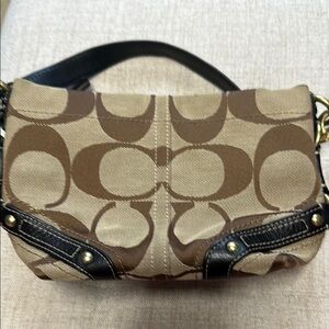 Coach Signature Brown and Black Shoulder Bag